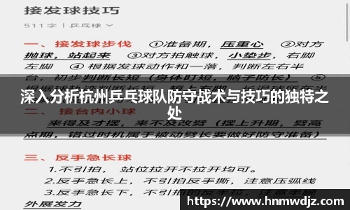 深入分析杭州乒乓球队防守战术与技巧的独特之处